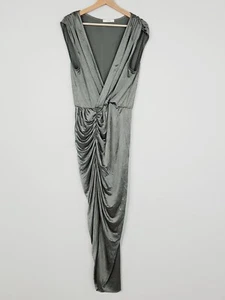 SHEIKE Womens Size 14 Khaki Silver Ruched Dress - Picture 1 of 8