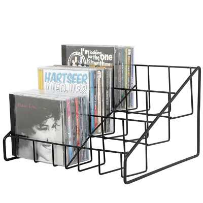 Matte Black Metal Wire CD Holder Storage Stand, 3 Tier Media Jewel Case Rack - Image 1 of 4