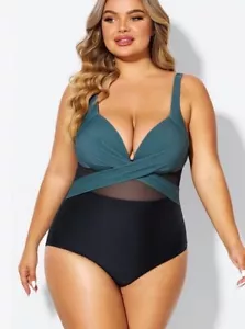 NWT Meet Curve Women's Sexy Cut Out Mesh Underwire One Piece Swimsuit Size 4XL - Picture 1 of 11