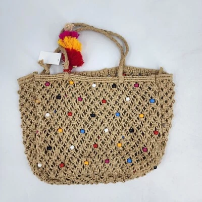 Bolsa tote feminina Shiraleah de juta robusta com miçangas - Imagem 1 de 4