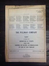 August 12, 1966 The Pullman Company Railroad  Seats Tariff Booklet
