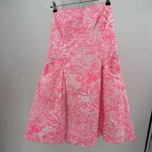 Vestido sin tirantes Lilly Pulitzer Blossom Rosa Neón Tropics Línea A talla 14 - Imagen 1 de 10