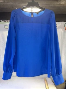 J. Crew Damen Langarm Bluse Oberteil Größe M Blau Preppy Karriere Büro - Bild 1 von 9