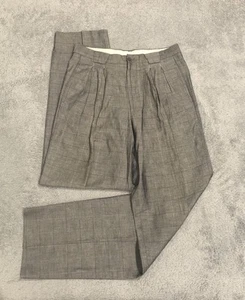 Vintage Giorgio Armani Herren 31x34 Leinen Baumwollmischung Hose Grau Bundfaltenhose - Bild 1 von 21