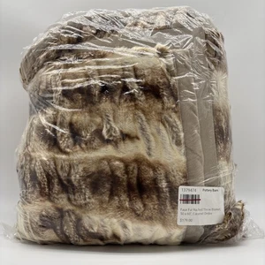 New Pottery Barn Faux Fur Ruched Caramel Ombre Fuzzy Throw Blanket 50" x 60" - Picture 1 of 3