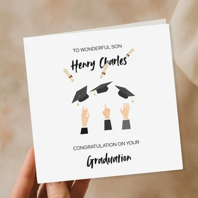 Personalised Graduation Card For Son Celebration Gift Graduation Cards - Image 1 of 2