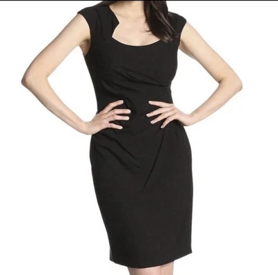 NWT Calvin Klein Black Ruched Sheath Dress Women’s Size 6P Sleeveless Party - Image 1 of 4