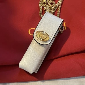 Gucci Porte Rouges Lipstick Holder on Chain White Leather NEW W Bag & Box - Picture 1 of 15