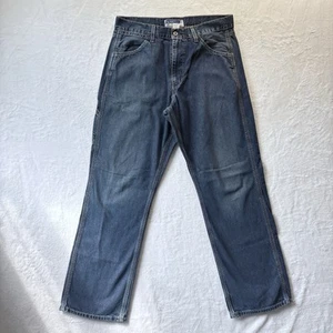 Pantalones de mezclilla vintage antiguos de trabajadores de la marina para hombre 36 x 34 azul carpintero holgados Y2K sueltos patín - Imagen 1 de 11