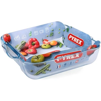 Pyrex Essentials Square Roaster 25 x 21cm Glass Oven Dish Baking Lasagne - Image 1 of 3