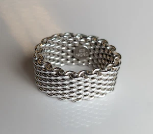 Tiffany & Co. - Sterling Silver Somerset Mesh Ring - Size 7 - Picture 1 of 8