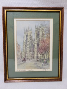 Watercolour Print Signed York Minster Framed Pat Bell Vintage Wallhanging Rare - Picture 1 of 16