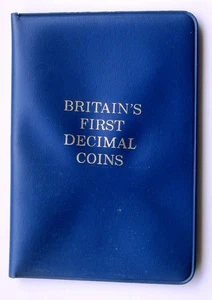 Britain`s First Decimal Coins Set In A Blue Wallet. - Picture 1 of 2