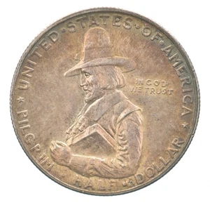1920 Pilgrim Commemorative Half Dollar Beautiful Tone *7566 - Picture 1 of 3