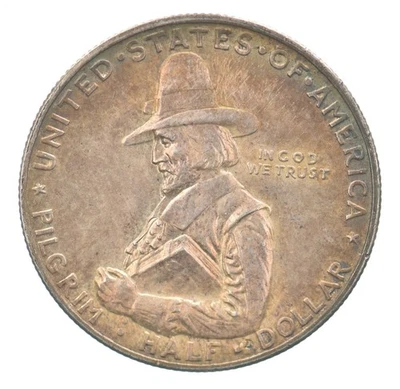 1920 Pilgrim Commemorative Half Dollar Beautiful Tone *7566 - Image 1 of 3