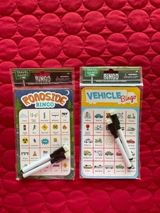 Juegos de viaje Bingo Vehículo y borrado en seco en carretera y marcadores - Imagen 1 de 2