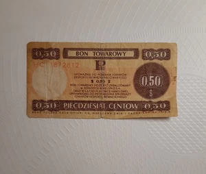1979 Banknot Bon Towarowy Pekao Pewex Fifty Cent Half Dollar 0.50$ Polska Poland - Picture 1 of 2