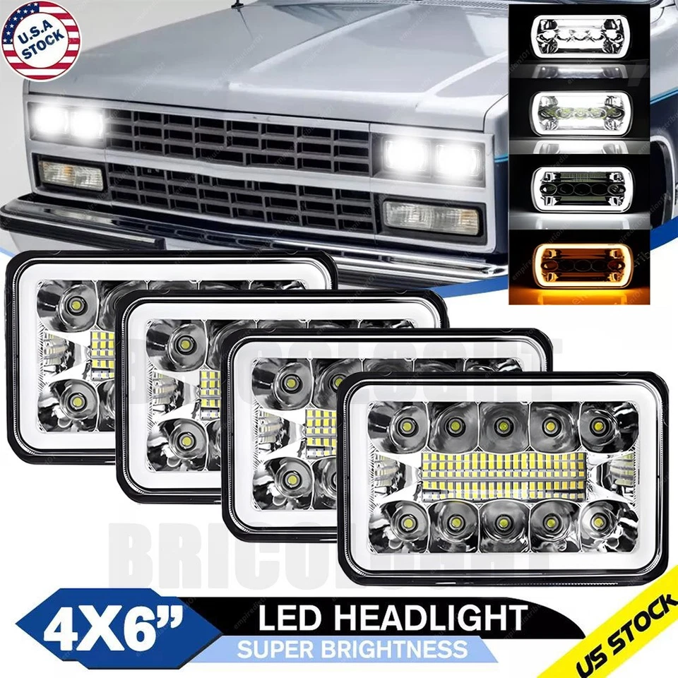 Faros LED 4X6" DRL haz alto/bajo 4 piezas para Chevrolet R2500 Suburban 1989-1991 A Foto 1 de 4