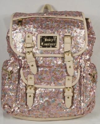 Juicy Couture Gold Rose Peach Sequin Glittery Backpack Bag - Image 1 of 4
