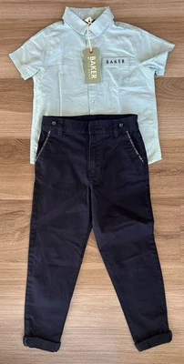 Baker By Ted Baker Set 2 Pezzi Abito Camicia/Pantaloni Maniche Corte Ragazzi - Immagine 1 di 4