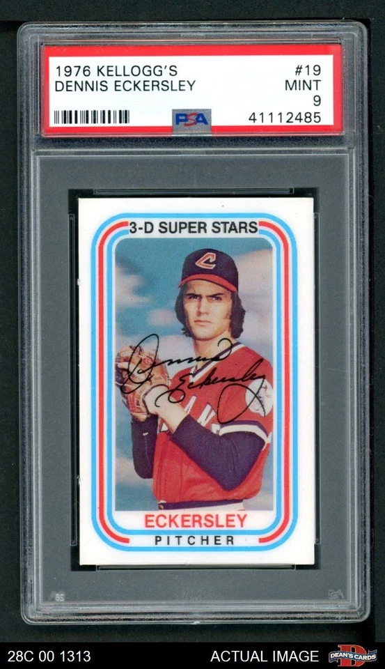 Kellogg's #19 1976 Dennis Eckersley Indians Salón de la fama PSA 9 - Como nuevo Foto 1 de 1