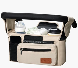 Momcozy Organizador Universal Cochecito con Portavasos, Correa para el Hombro, (Blanco Caqui) - Imagen 1 de 15
