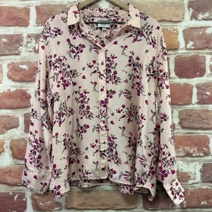 Camisa Top Colección J Crew Mujer 24 Rosa 100% Seda Floral Sarga Abotonada - Imagen 1 de 10