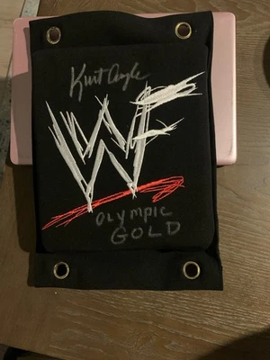 Kurt Angle W/proof Signed Inscribed Wwe Wcw WWF Turnbuckle 90's Style Canvas - Image 1 of 2