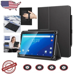 Tablet Case for 10.1 Inch Android Touchscreen with Pen Loop Stand Cover Black - Picture 1 of 12