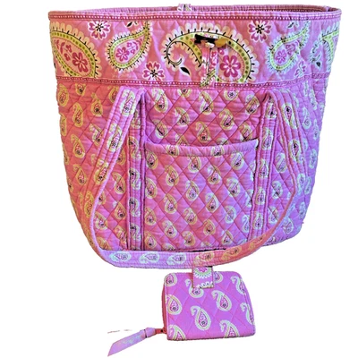 Vera Bradley Retired Bermuda Pink Top Tote Bag With  Matching Wallet - Image 1 of 4