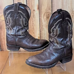 Tony Lama CT2032 Stockman Men's 9 EE Brown Shrunken Shoulder Bull Hide Boots - Picture 1 of 24