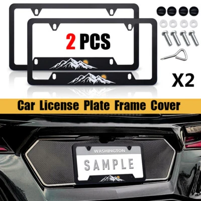 2X For Subaru Snow Mountains Raised Car License Plate Frame Cover Accessories - Image 1 of 4