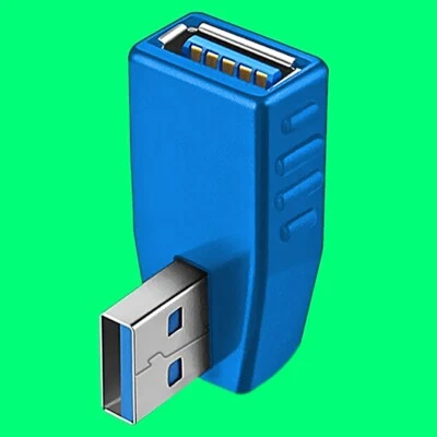 USB 3.0 A Male to Female Extension Cable 90 Degree Left Angle Adapter Plug Blue - Image 1 of 3