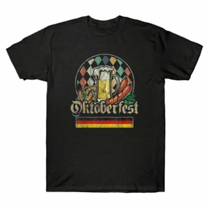 Short Costume Black Men Shirts Germany Oktoberfest T Sleeve Festival Vintage Tee - Picture 1 of 3