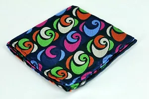 Lord R Colton Masterworks Argos Navy & Green Geo Silk Pocket Square - $75 New - Picture 1 of 3