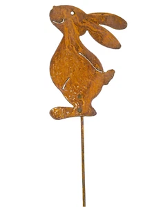 Metall Stecker Hase Benni Edelrost Rostfigur Gartenstecker H=60 cm - Bild 1 von 2