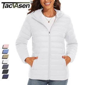 Womens Lightweight Warm Jacket Hoodie Quilted Padded Zip UP Winter Casual Coat - Picture 1 of 76