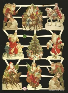 Chatarra troquelada estilo vintage en relieve alemán - colorida Navidad Santa EF7403 - Imagen 1 de 1