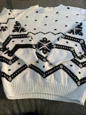 Suéter masculino vintage preto e branco tricotado à mão Henry Grethel - Imagem 1 de 4