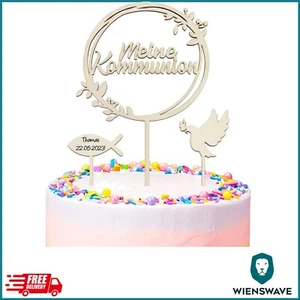 Cake Topper Holz Meine Kommunion Torten Tortendeko Taube Fisch Erstkommunion - Bild 1 von 8