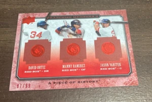 2008 UPPER DECK BASEBALL FM3-3 PIECE OF HISTORY RED SOX ORTIZ RAMIREZ VARITEK - Picture 1 of 2