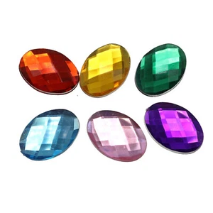 50 piezas Gemas de estrás acrílicas con respaldo plano cabujón ovalado 18X25 mm color sin agujero - Imagen 1 de 18