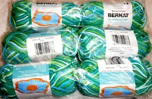 Bernat Cotton Handicrafter Yarn Lot of 6 #4 Medium EMERALD ENERGY OMBRE - Picture 1 of 1
