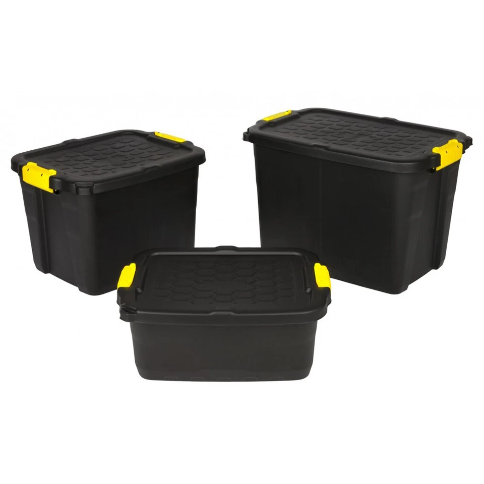 Aufbewahrungsbox Box Kunststoffbox Lagerbox Regalbox mit Deckel Schwarz TOP - Bild 1 von 1