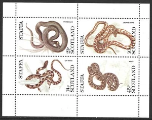 Staffa Scotland, Snakes, MNH M/S Sheet #M1931 - Picture 1 of 1