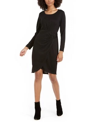 Vestido para mujer NY Collection Petite manga larga imitación envoltura - negro talla PXS Foto 1 de 4
