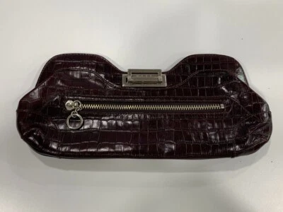 Bolso de mano Maxx New York para mujer de cuero de vaca, borgoña, mini, patrón de cocodrilo Foto 1 de 4