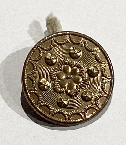 OUTSTANDING ANTIQUE 18th CENTURY WOOD BACK BUTTON FLORAL PICTORIAL Cover