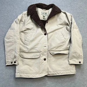 Chaqueta De Colección LL Bean Chore Mujer Grande Beige Granero Abrigo Sherpa Forrado Lona Campo - Imagen 1 de 15