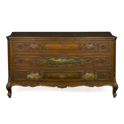 French Rococo Revival Commode with Painted Panels, 20th Century Cover